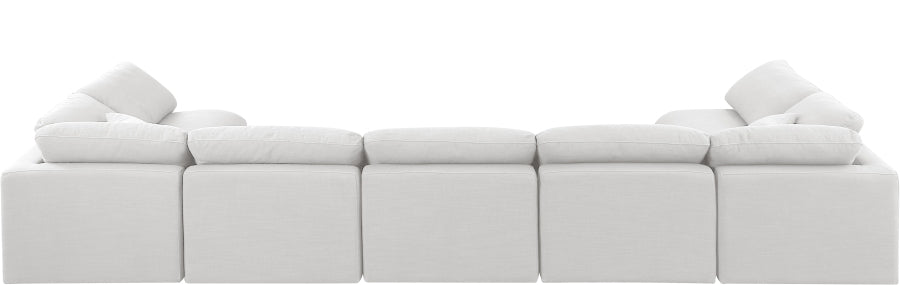 Meridian Furniture - Indulge 175" Linen Textured Fabric Upholstered 7 Piece Modular Sectional - 141White-Sec7B - GreatFurnitureDeal
