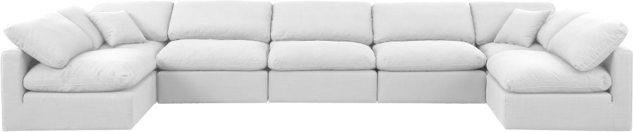 Meridian Furniture - Indulge 175" Linen Textured Fabric Upholstered 7 Piece Modular Sectional - 141White-Sec7B - GreatFurnitureDeal