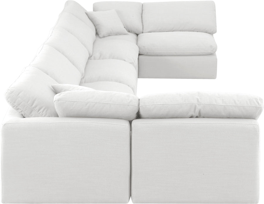 Meridian Furniture - Indulge 175" Linen Textured Fabric Upholstered 7 Piece Modular Sectional - 141White-Sec7B - GreatFurnitureDeal
