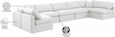 Meridian Furniture - Indulge 175" Linen Textured Fabric Upholstered 7 Piece Modular Sectional - 141White-Sec7B - GreatFurnitureDeal