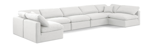 Meridian Furniture - Indulge 175" Linen Textured Fabric Upholstered 7 Piece Modular Sectional - 141White-Sec7B - GreatFurnitureDeal