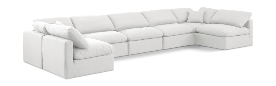 Meridian Furniture - Indulge 175" Linen Textured Fabric Upholstered 7 Piece Modular Sectional - 141White-Sec7B - GreatFurnitureDeal