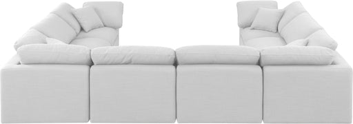 Meridian Furniture - Indulge 140" Linen Textured Fabric Upholstered 8 Piece Modular Sectional - 141White-Sec8A - GreatFurnitureDeal