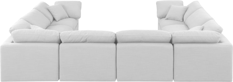 Meridian Furniture - Indulge 140" Linen Textured Fabric Upholstered 8 Piece Modular Sectional - 141White-Sec8A - GreatFurnitureDeal