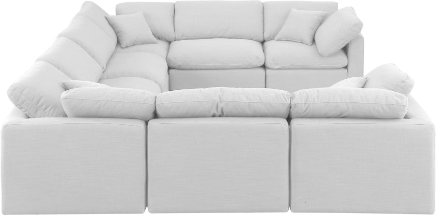 Meridian Furniture - Indulge 140" Linen Textured Fabric Upholstered 8 Piece Modular Sectional - 141White-Sec8A - GreatFurnitureDeal