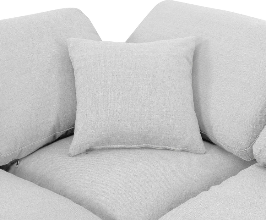 Meridian Furniture - Indulge 140" Linen Textured Fabric Upholstered 8 Piece Modular Sectional - 141White-Sec8A - GreatFurnitureDeal