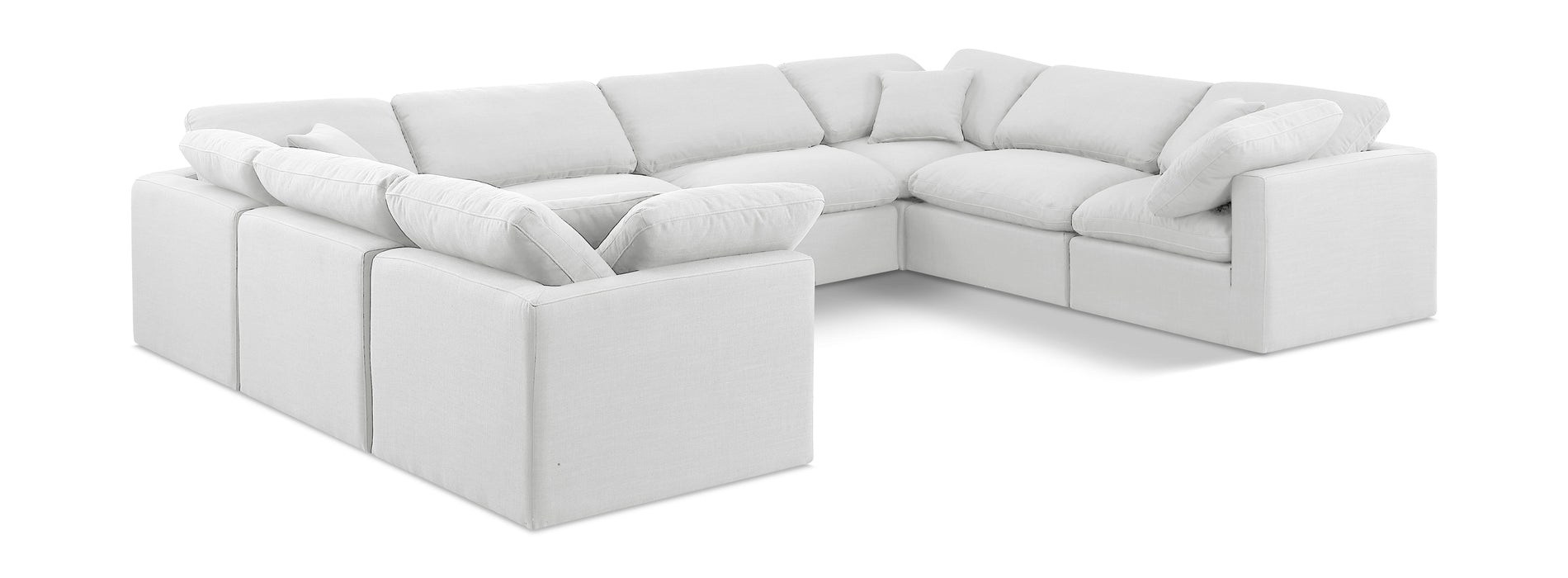 Meridian Furniture - Indulge 140" Linen Textured Fabric Upholstered 8 Piece Modular Sectional - 141White-Sec8A - GreatFurnitureDeal