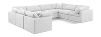 Meridian Furniture - Indulge 140" Linen Textured Fabric Upholstered 8 Piece Modular Sectional - 141White-Sec8A - GreatFurnitureDeal