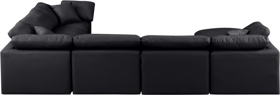 Meridian Furniture - Indulge 140" Vegan Leather Upholstered 7 Piece Modular Sectional - 146Black-Sec7A - GreatFurnitureDeal