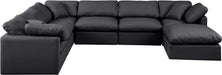 Meridian Furniture - Indulge 140" Vegan Leather Upholstered 7 Piece Modular Sectional - 146Black-Sec7A - GreatFurnitureDeal
