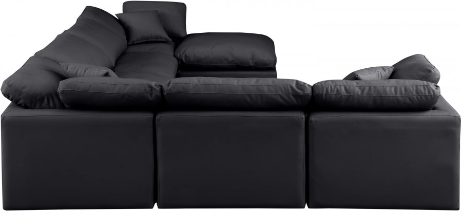 Meridian Furniture - Indulge 140" Vegan Leather Upholstered 7 Piece Modular Sectional - 146Black-Sec7A - GreatFurnitureDeal