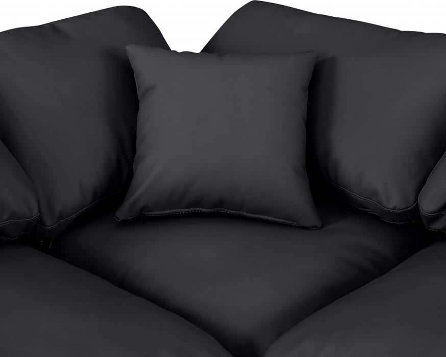 Meridian Furniture - Indulge 140" Vegan Leather Upholstered 7 Piece Modular Sectional - 146Black-Sec7A - GreatFurnitureDeal
