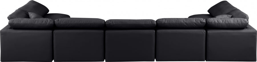 Meridian Furniture - Indulge 175" Vegan Leather Upholstered 7 Piece Modular Sectional - 146Black-Sec7B - GreatFurnitureDeal