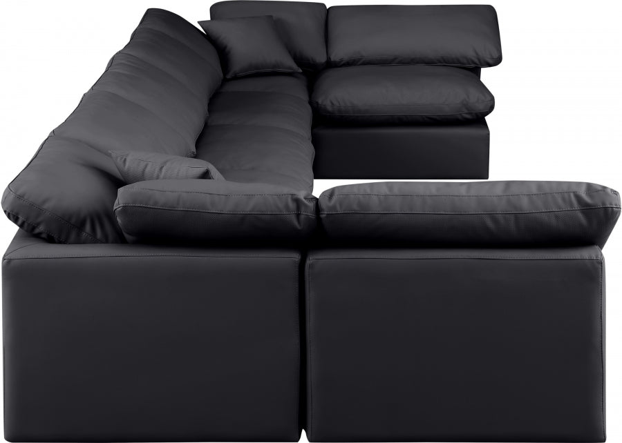 Meridian Furniture - Indulge 175" Vegan Leather Upholstered 7 Piece Modular Sectional - 146Black-Sec7B - GreatFurnitureDeal