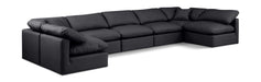 Meridian Furniture - Indulge 175" Vegan Leather Upholstered 7 Piece Modular Sectional - 146Black-Sec7B - GreatFurnitureDeal