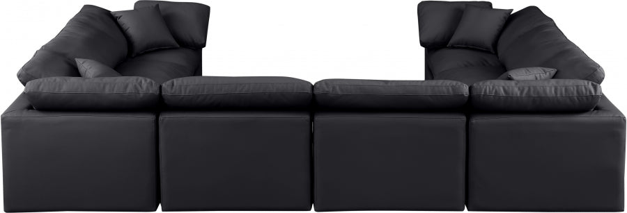 Meridian Furniture - Indulge 140" Vegan Leather Upholstered 8 Piece Modular Sectional - 146Black-Sec8A - GreatFurnitureDeal
