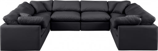 Meridian Furniture - Indulge 140" Vegan Leather Upholstered 8 Piece Modular Sectional - 146Black-Sec8A - GreatFurnitureDeal