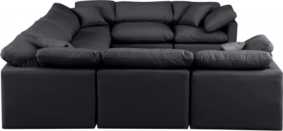 Meridian Furniture - Indulge 140" Vegan Leather Upholstered 8 Piece Modular Sectional - 146Black-Sec8A - GreatFurnitureDeal