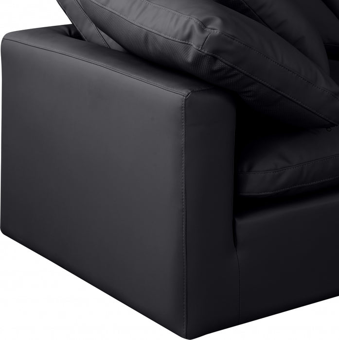 Meridian Furniture - Indulge 140" Vegan Leather Upholstered 8 Piece Modular Sectional - 146Black-Sec8A - GreatFurnitureDeal