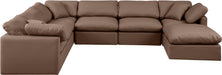 Meridian Furniture - Indulge 140" Vegan Leather Upholstered 7 Piece Modular Sectional - 146Brown-Sec7A - GreatFurnitureDeal