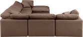Meridian Furniture - Indulge 140" Vegan Leather Upholstered 7 Piece Modular Sectional - 146Brown-Sec7A - GreatFurnitureDeal