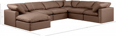 Meridian Furniture - Indulge 140" Vegan Leather Upholstered 7 Piece Modular Sectional - 146Brown-Sec7A - GreatFurnitureDeal