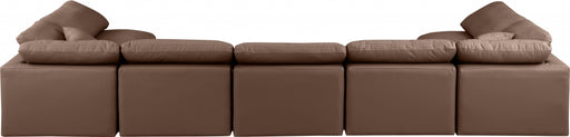 Meridian Furniture - Indulge 175" Vegan Leather Upholstered 7 Piece Modular Sectional - 146Brown-Sec7B - GreatFurnitureDeal