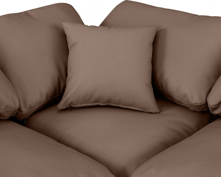 Meridian Furniture - Indulge 175" Vegan Leather Upholstered 7 Piece Modular Sectional - 146Brown-Sec7B - GreatFurnitureDeal