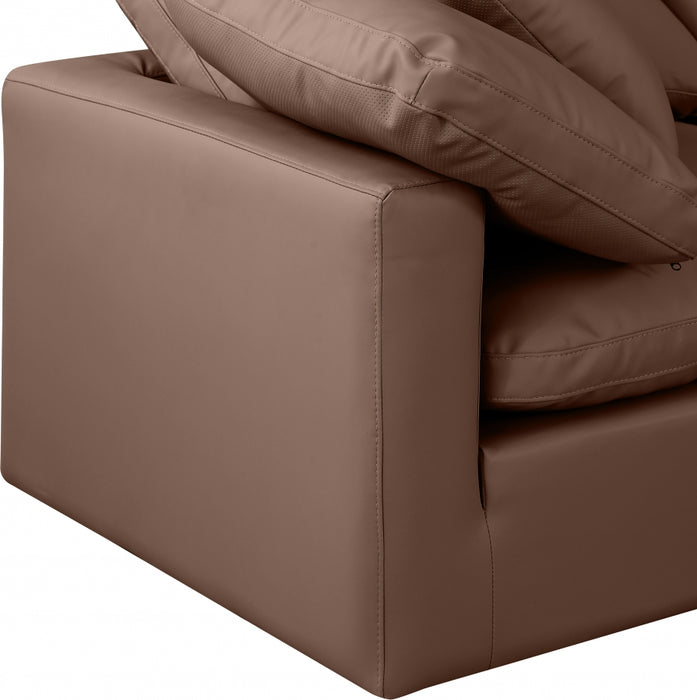 Meridian Furniture - Indulge 140" Vegan Leather Upholstered 8 Piece Modular Sectional - 146Brown-Sec8A - GreatFurnitureDeal