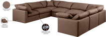 Meridian Furniture - Indulge 140" Vegan Leather Upholstered 8 Piece Modular Sectional - 146Brown-Sec8A - GreatFurnitureDeal