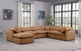 Meridian Furniture - Indulge 140" Vegan Leather Upholstered 7 Piece Modular Sectional - 146Cognac-Sec7A - GreatFurnitureDeal