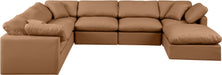 Meridian Furniture - Indulge 140" Vegan Leather Upholstered 7 Piece Modular Sectional - 146Cognac-Sec7A - GreatFurnitureDeal