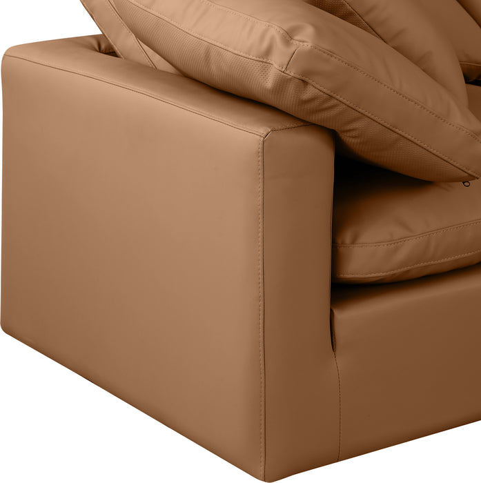 Meridian Furniture - Indulge 140" Vegan Leather Upholstered 7 Piece Modular Sectional - 146Cognac-Sec7A - GreatFurnitureDeal