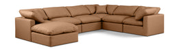 Meridian Furniture - Indulge 140" Vegan Leather Upholstered 7 Piece Modular Sectional - 146Cognac-Sec7A - GreatFurnitureDeal