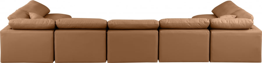 Meridian Furniture - Indulge 175" Vegan Leather Upholstered 7 Piece Modular Sectional - 146Cognac-Sec7B - GreatFurnitureDeal