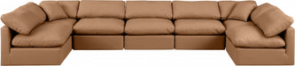 Meridian Furniture - Indulge 175" Vegan Leather Upholstered 7 Piece Modular Sectional - 146Cognac-Sec7B - GreatFurnitureDeal
