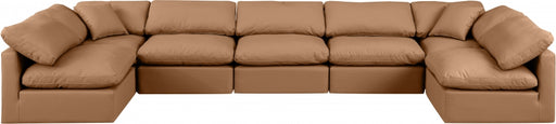 Meridian Furniture - Indulge 175" Vegan Leather Upholstered 7 Piece Modular Sectional - 146Cognac-Sec7B - GreatFurnitureDeal