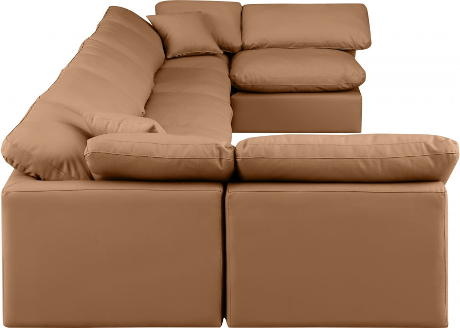 Meridian Furniture - Indulge 175" Vegan Leather Upholstered 7 Piece Modular Sectional - 146Cognac-Sec7B - GreatFurnitureDeal