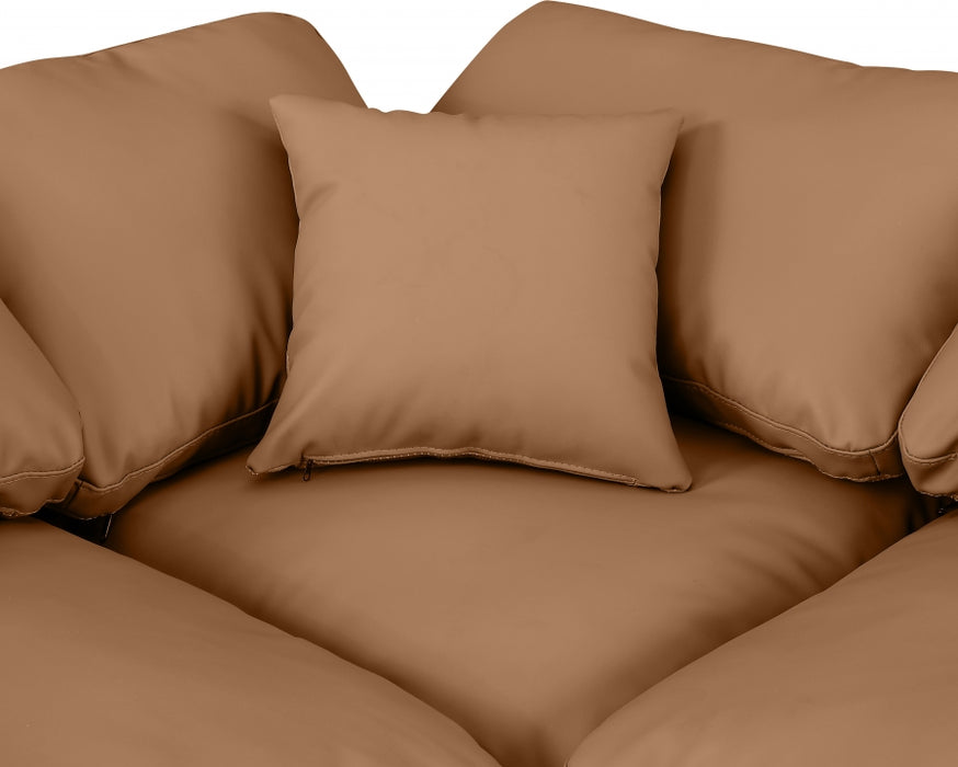 Meridian Furniture - Indulge 175" Vegan Leather Upholstered 7 Piece Modular Sectional - 146Cognac-Sec7B - GreatFurnitureDeal