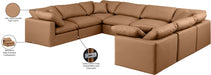 Meridian Furniture - Indulge 140" Vegan Leather Upholstered 8 Piece Modular Sectional - 146Cognac-Sec8A - GreatFurnitureDeal