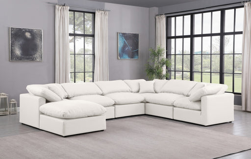 Meridian Furniture - Indulge 140" Vegan Leather Upholstered 7 Piece Modular Sectional - 146Cream-Sec7A - GreatFurnitureDeal