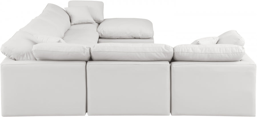 Meridian Furniture - Indulge 140" Vegan Leather Upholstered 7 Piece Modular Sectional - 146Cream-Sec7A - GreatFurnitureDeal
