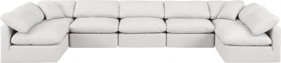 Meridian Furniture - Indulge 175" Vegan Leather Upholstered 7 Piece Modular Sectional - 146Cream-Sec7B - GreatFurnitureDeal