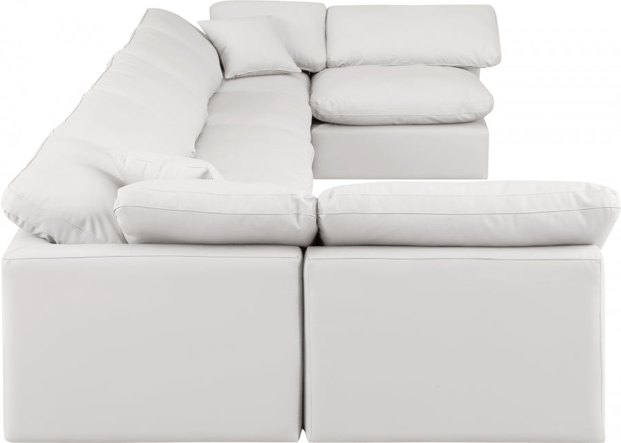 Meridian Furniture - Indulge 175" Vegan Leather Upholstered 7 Piece Modular Sectional - 146Cream-Sec7B - GreatFurnitureDeal