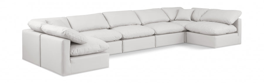 Meridian Furniture - Indulge 175" Vegan Leather Upholstered 7 Piece Modular Sectional - 146Cream-Sec7B - GreatFurnitureDeal