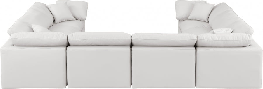 Meridian Furniture - Indulge 140" Vegan Leather Upholstered 8 Piece Modular Sectional - 146Cream-Sec8A - GreatFurnitureDeal