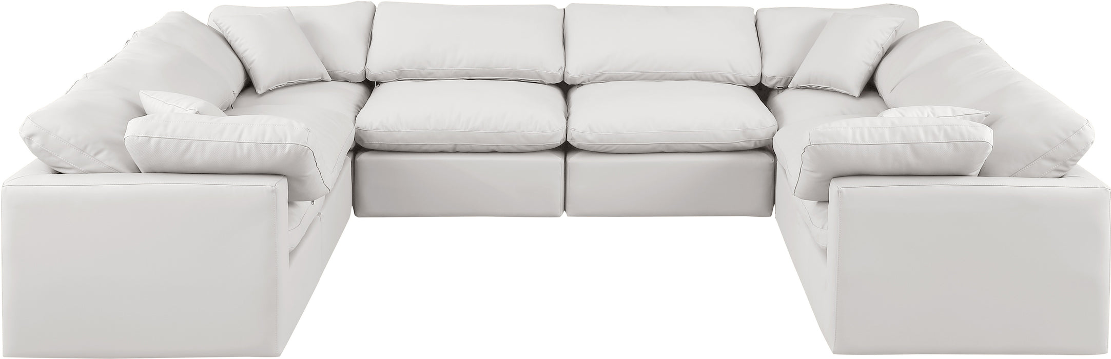Meridian Furniture - Indulge 140" Vegan Leather Upholstered 8 Piece Modular Sectional - 146Cream-Sec8A - GreatFurnitureDeal