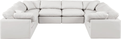 Meridian Furniture - Indulge 140" Vegan Leather Upholstered 8 Piece Modular Sectional - 146Cream-Sec8A - GreatFurnitureDeal