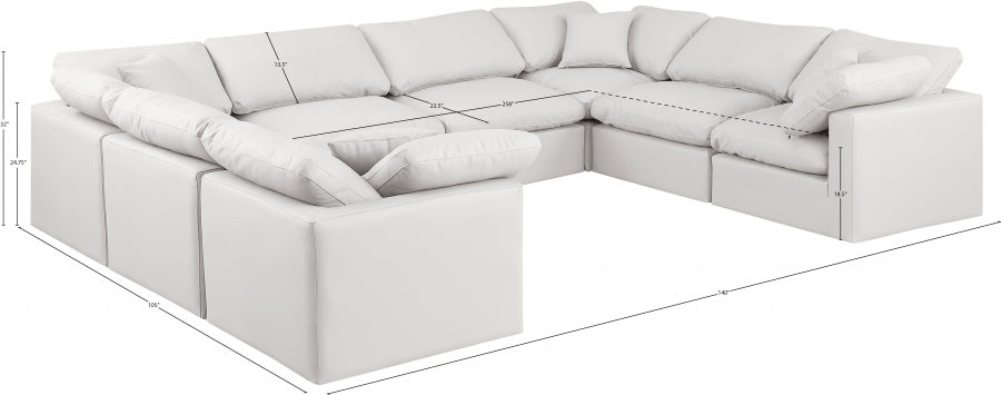 Meridian Furniture - Indulge 140" Vegan Leather Upholstered 8 Piece Modular Sectional - 146Cream-Sec8A - GreatFurnitureDeal