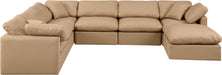 Meridian Furniture - Indulge 140" Vegan Leather Upholstered 7 Piece Modular Sectional - 146Tan-Sec7A - GreatFurnitureDeal